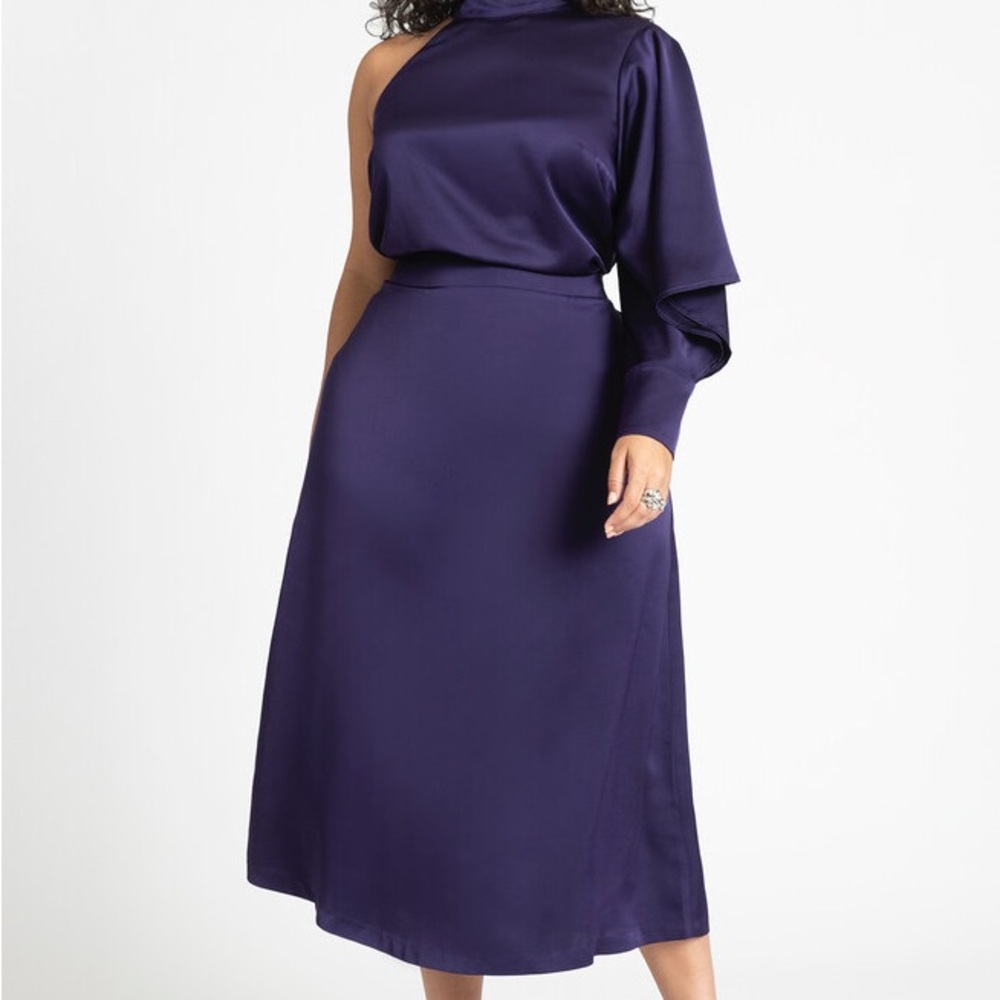 Elegant One-Shoulder Purple Top and Skirt
